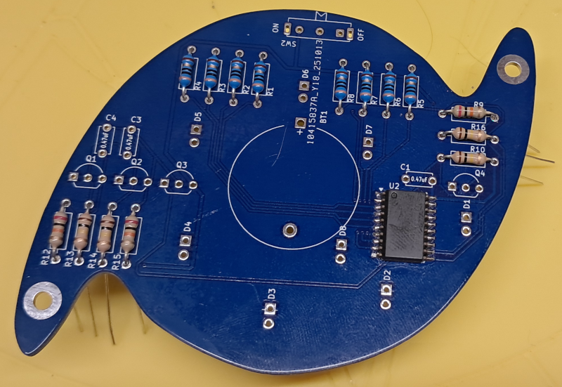 Resistors in place on PCB