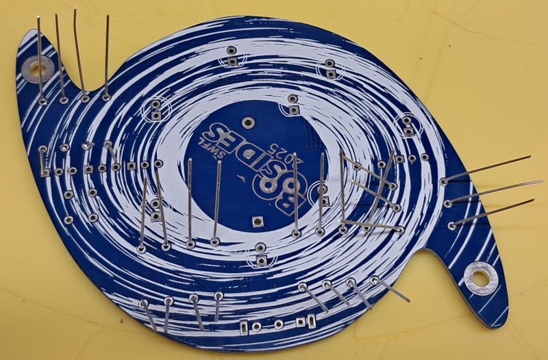 Resistors legs bent to hold in place