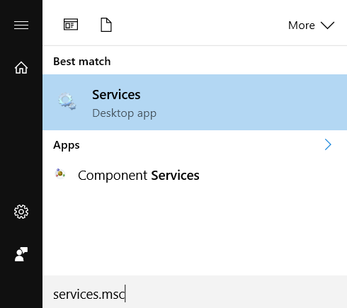 Open services.msc via start menu.
